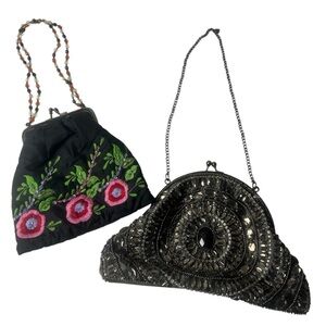 Vin Baker and Moyna Embroidered beaded clutch handbags
